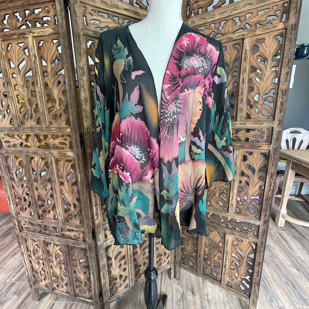 Silk Floral Kimono in Gorgeous Colors.
